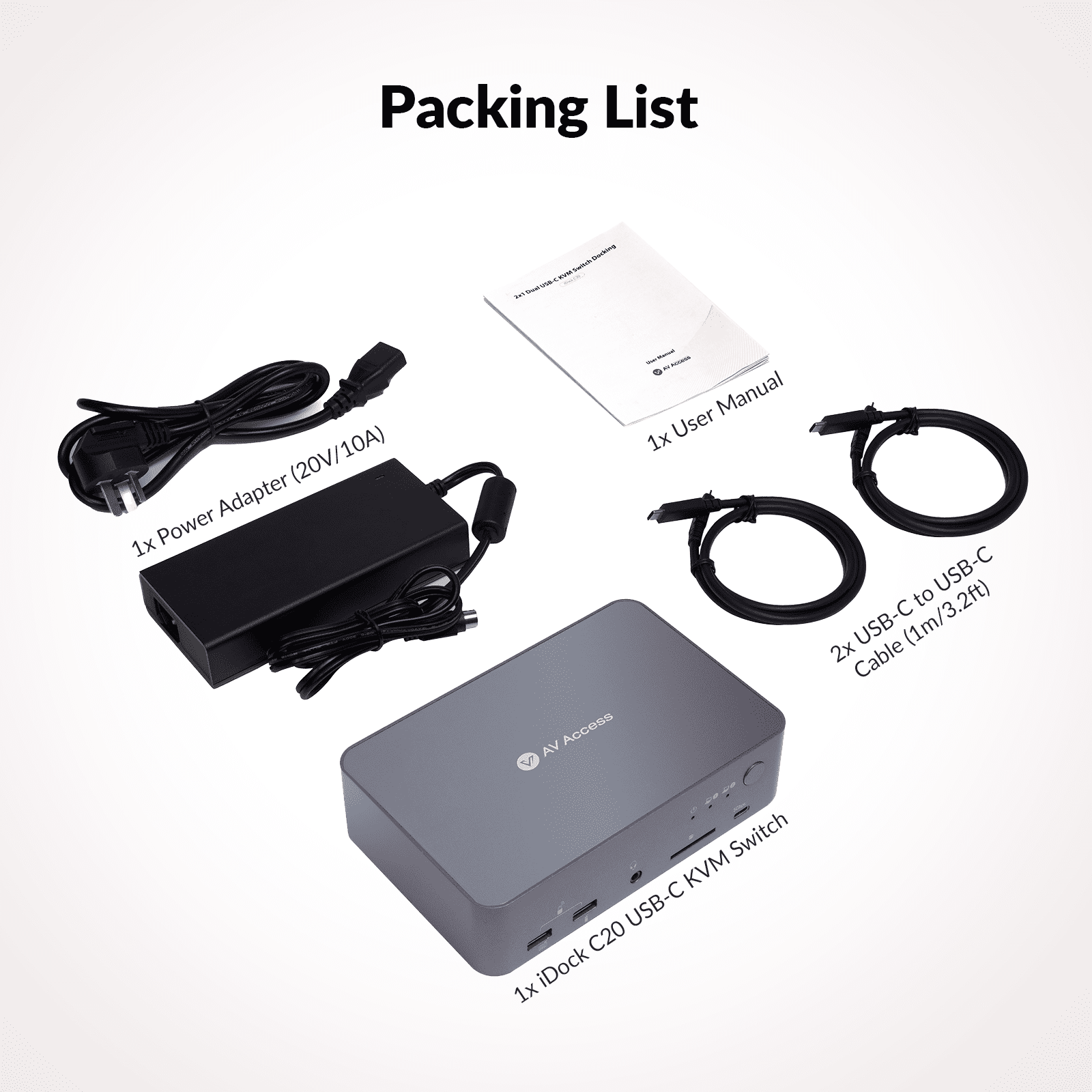 USB C KVM Switch Docking Station for 2 Laptops & 2 Monitors